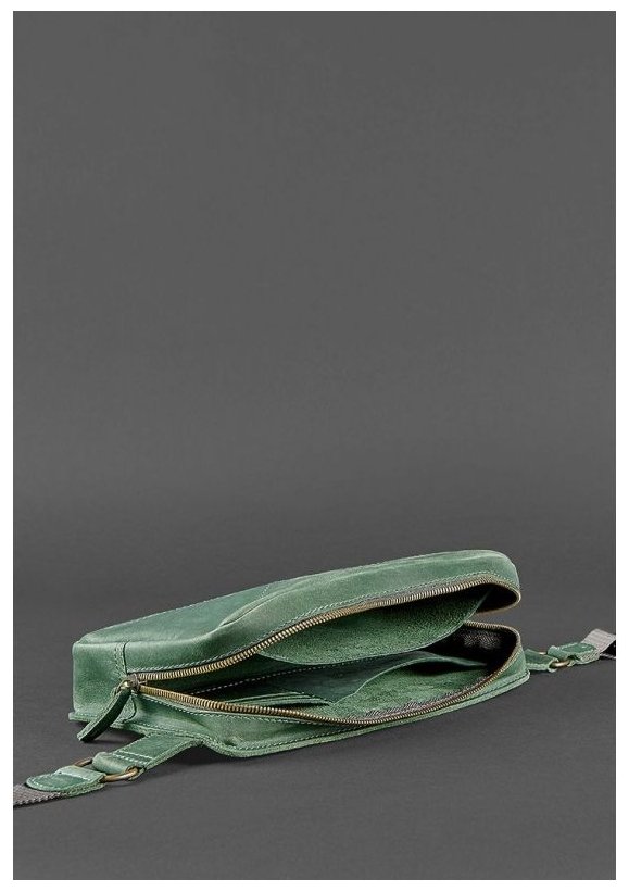 Поясная мужская сумка зеленого цвета из винтажной кожи BlankNote Dropbag Maxi (12689)