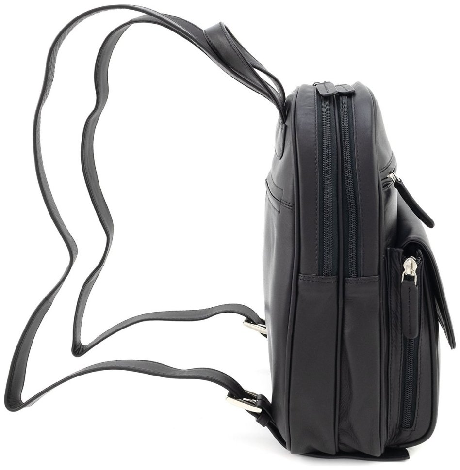 Женский кожаный рюкзак для города Visconti Gina Black 73832 Черного цвета