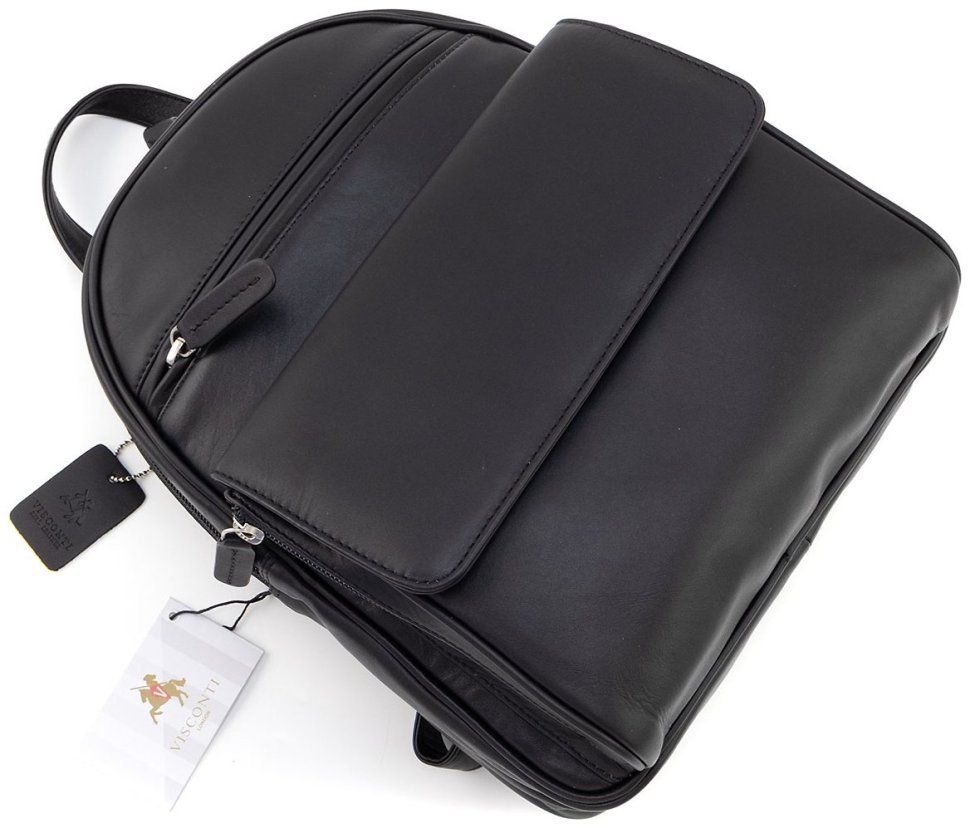 Жіночий шкіряний рюкзак для города Visconti Gina Black 73832 Чорного кольору