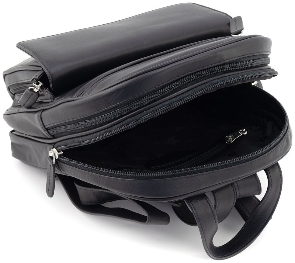 Жіночий шкіряний рюкзак для города Visconti Gina Black 73832 Чорного кольору