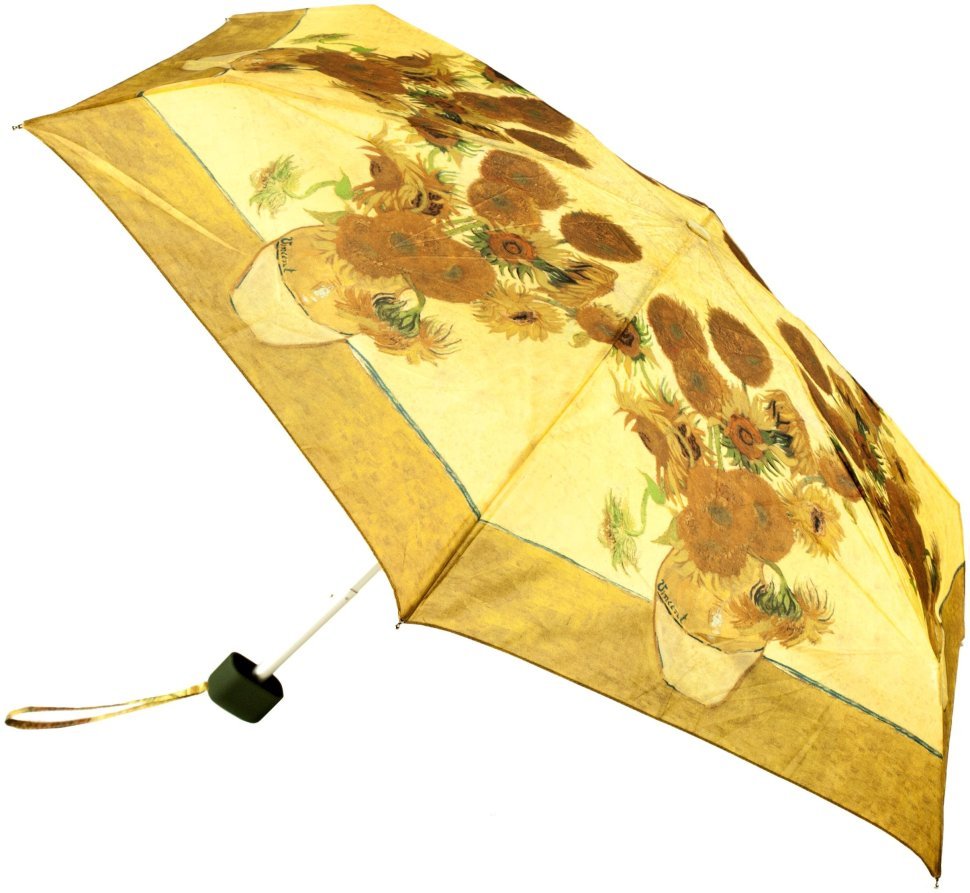 Зонт женский Fulton National Gallery Tiny-2 L794 Sunflowers (Механика, складной, коричневого цвета с рисунком подсолнуха) 93832 modnotak фото №1
