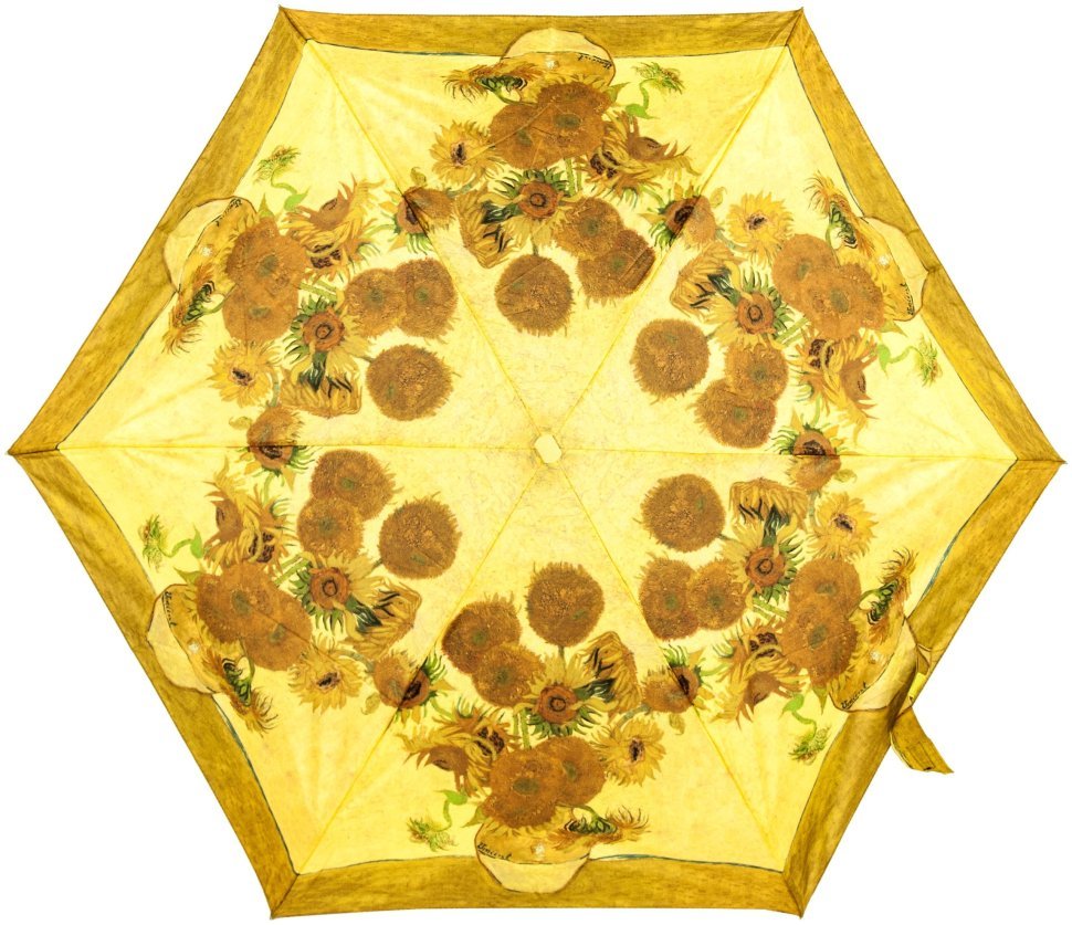 Зонт женский Fulton National Gallery Tiny-2 L794 Sunflowers (Механика, складной, коричневого цвета с рисунком подсолнуха) 93832 modnotak фото №6