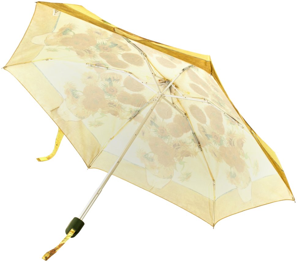 Зонт женский Fulton National Gallery Tiny-2 L794 Sunflowers (Механика, складной, коричневого цвета с рисунком подсолнуха) 93832 modnotak фото №7