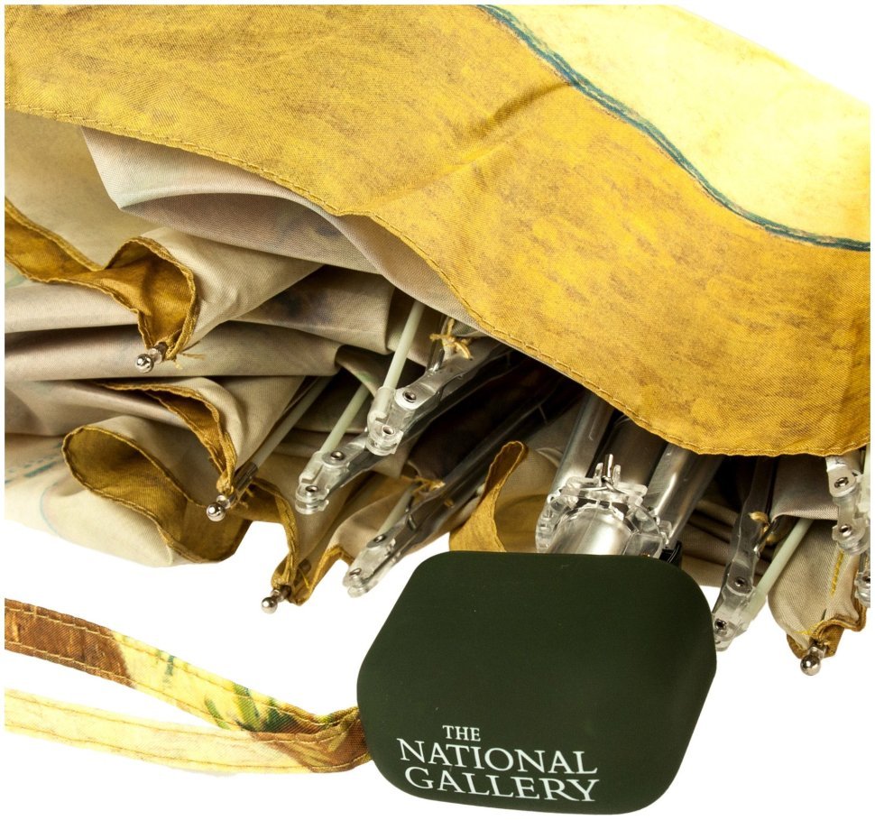 Зонт женский Fulton National Gallery Tiny-2 L794 Sunflowers (Механика, складной, коричневого цвета с рисунком подсолнуха) 93832 modnotak фото №9