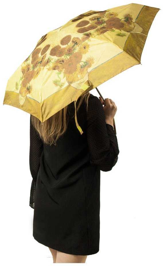 Зонт женский Fulton National Gallery Tiny-2 L794 Sunflowers (Механика, складной, коричневого цвета с рисунком подсолнуха) 93832 modnotak фото №13