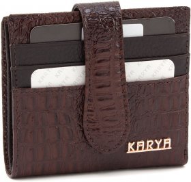 Шкіряний гаманець коричневого кольору з фактурою під крокодила KARYA (19058)