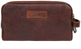 Мужской кожаный несессер с ручкой для носки Ashwood G37 94032 коричневого цвета