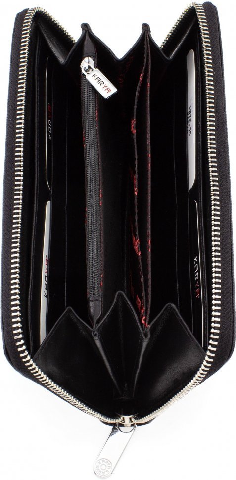 Большой кошелек черного цвета из фактурной кожи KARYA (1072-35)