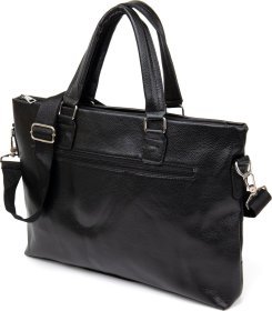 Деловая черная мужская сумка из кожзаменителя с ручками Vintage (20515)