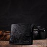Чорний чоловічий гаманець з натуральної шкіри з вираженою фактурою на кнопці Tony Bellucci (2422015) - 7