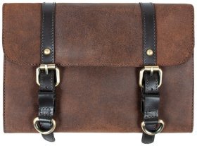 Кожаный винтажный несессер для мужчин с клапаном на защелке Ashwood LIAM 94232 коричневого цвета