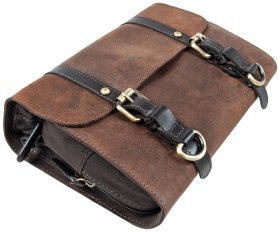 Кожаный винтажный несессер для мужчин с клапаном на защелке Ashwood LIAM 94232 коричневого цвета