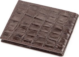 Коричневый мужской зажим для купюр из натуральной кожи под крокодила без монетницы KARYA (2417092)