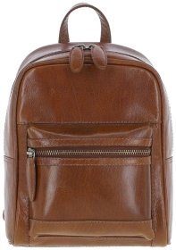 Женский рюкзак из натуральной гладкой кожи на молнии Ashwood T87 коричневого цвета 94332