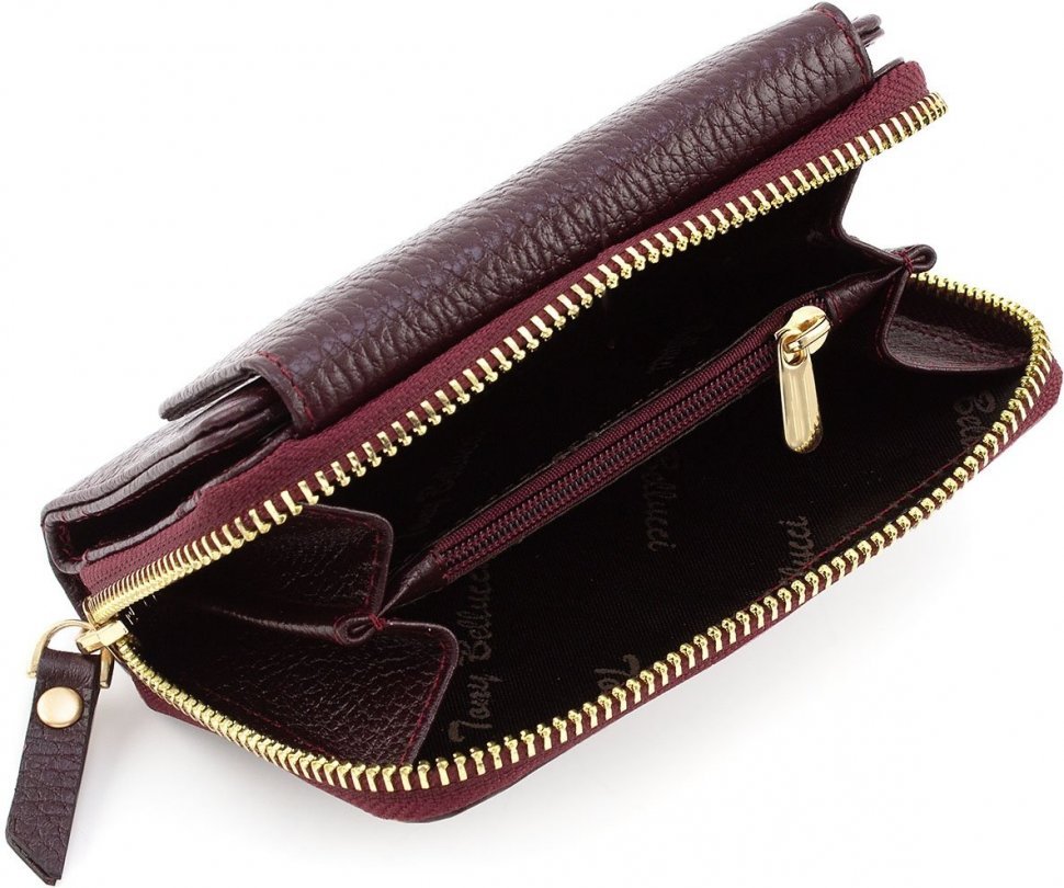 Вертикальный женский кошелек бордового цвета из качественной кожи Tony Bellucci (10791)