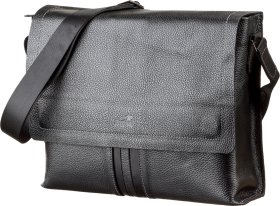 Чоловіча чорна сумка-месенджер у діловому стилі з натуральної шкіри SHVIGEL (11106)