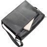 Мужская черная сумка-мессенджер в деловом стиле из натуральной кожи SHVIGEL (11106) - 5
