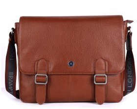 Вместительная мужская сумка мессенджер из натуральной кожи для ноутбука до 15&quot; Brampton London Emissary 94532 (коричневого цвета)