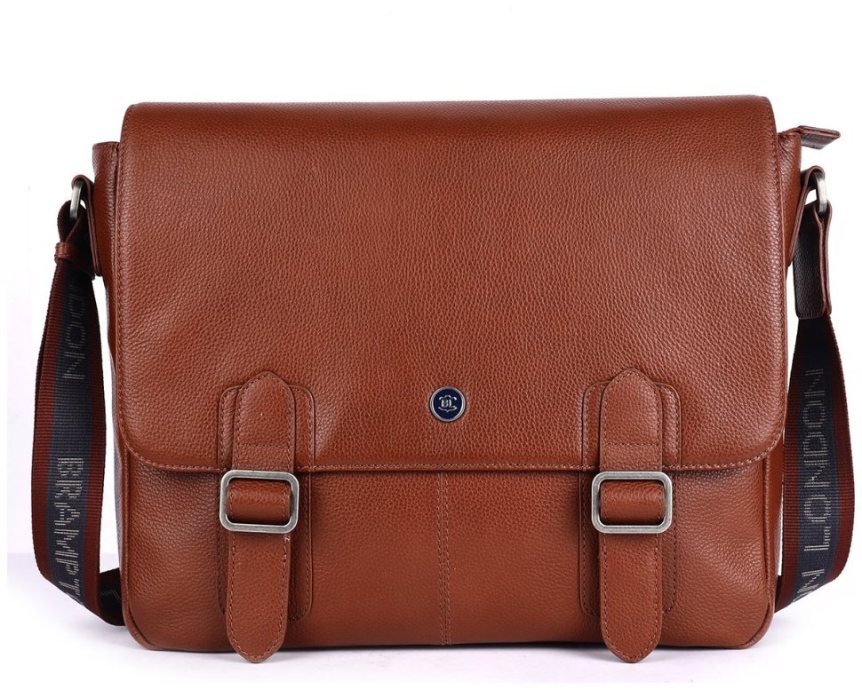 Вместительная мужская сумка мессенджер из натуральной кожи для ноутбука до 15" Brampton London Emissary 94532 (коричневого цвета) modnotak фото №1