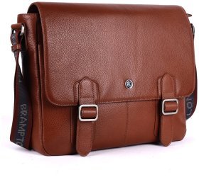 Вместительная мужская сумка мессенджер из натуральной кожи для ноутбука до 15&quot; Brampton London Emissary 94532 (коричневого цвета)