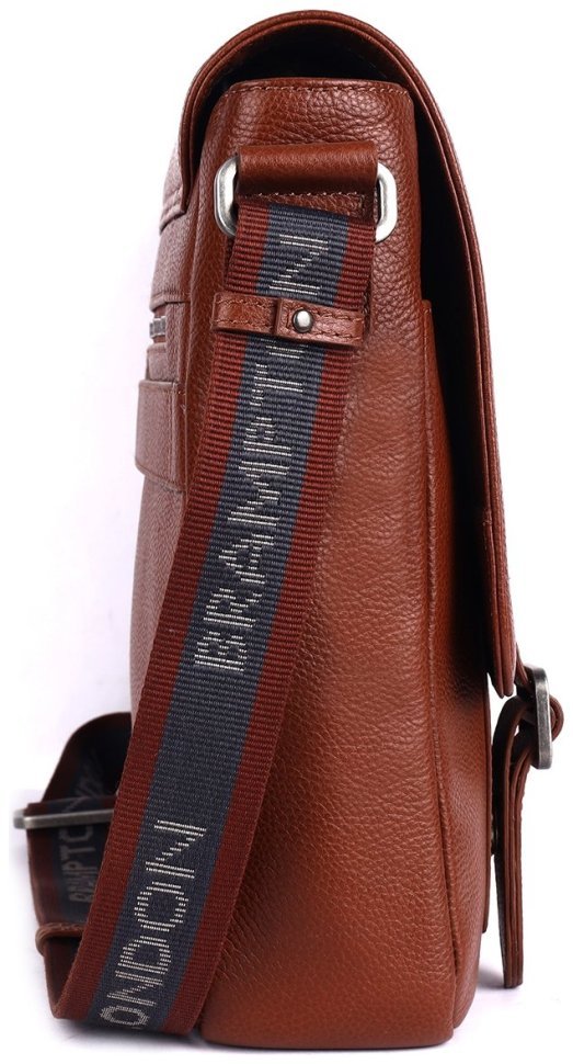 Вместительная мужская сумка мессенджер из натуральной кожи для ноутбука до 15" Brampton London Emissary 94532 (коричневого цвета) modnotak фото №4