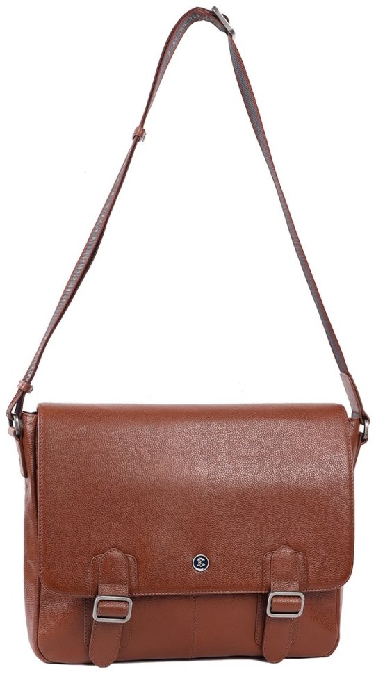 Вместительная мужская сумка мессенджер из натуральной кожи для ноутбука до 15" Brampton London Emissary 94532 (коричневого цвета) modnotak фото №10