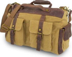 Функціональна текстильна сумка в кольорі хакі на плече Vintage (20065)