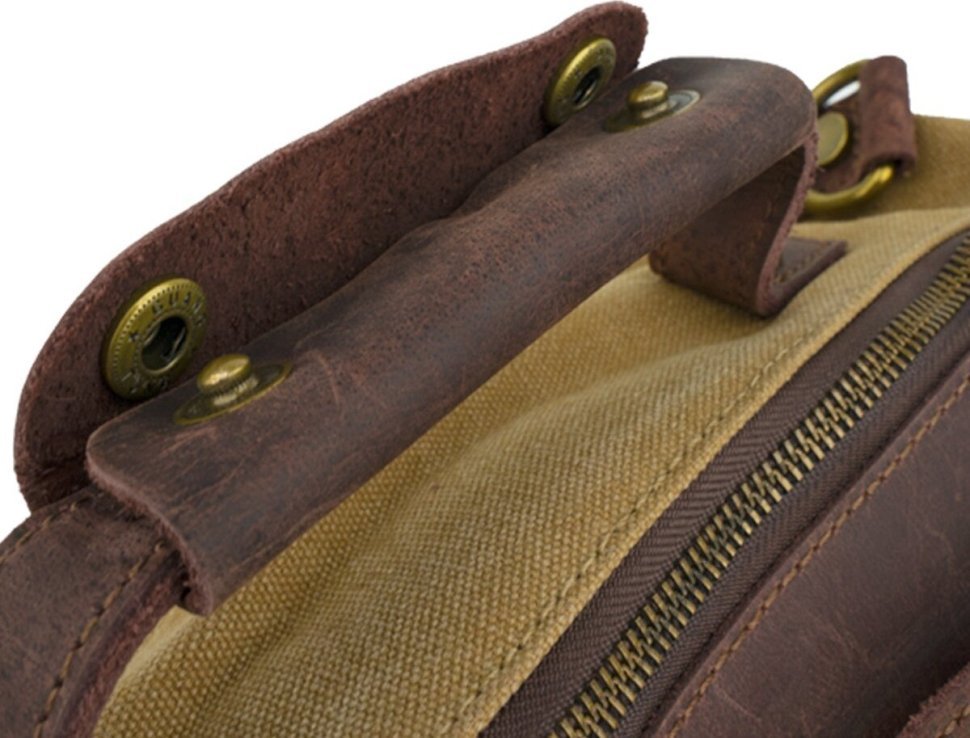 Функціональна текстильна сумка в кольорі хакі на плече Vintage (20065)
