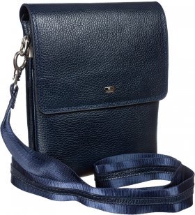 Просторная мужская сумка-планшет синего цвета из зернистой кожи DESISAN (19196) - 2