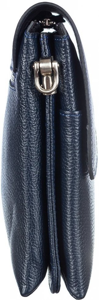 Просторная мужская сумка-планшет синего цвета из зернистой кожи DESISAN (19196)