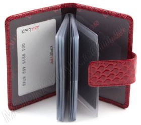 Красная женская визитница на застежке KARYA (17595)