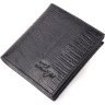 Черное компактное портмоне из фактурной кожи под рептилию KARYA (2421118) - 1