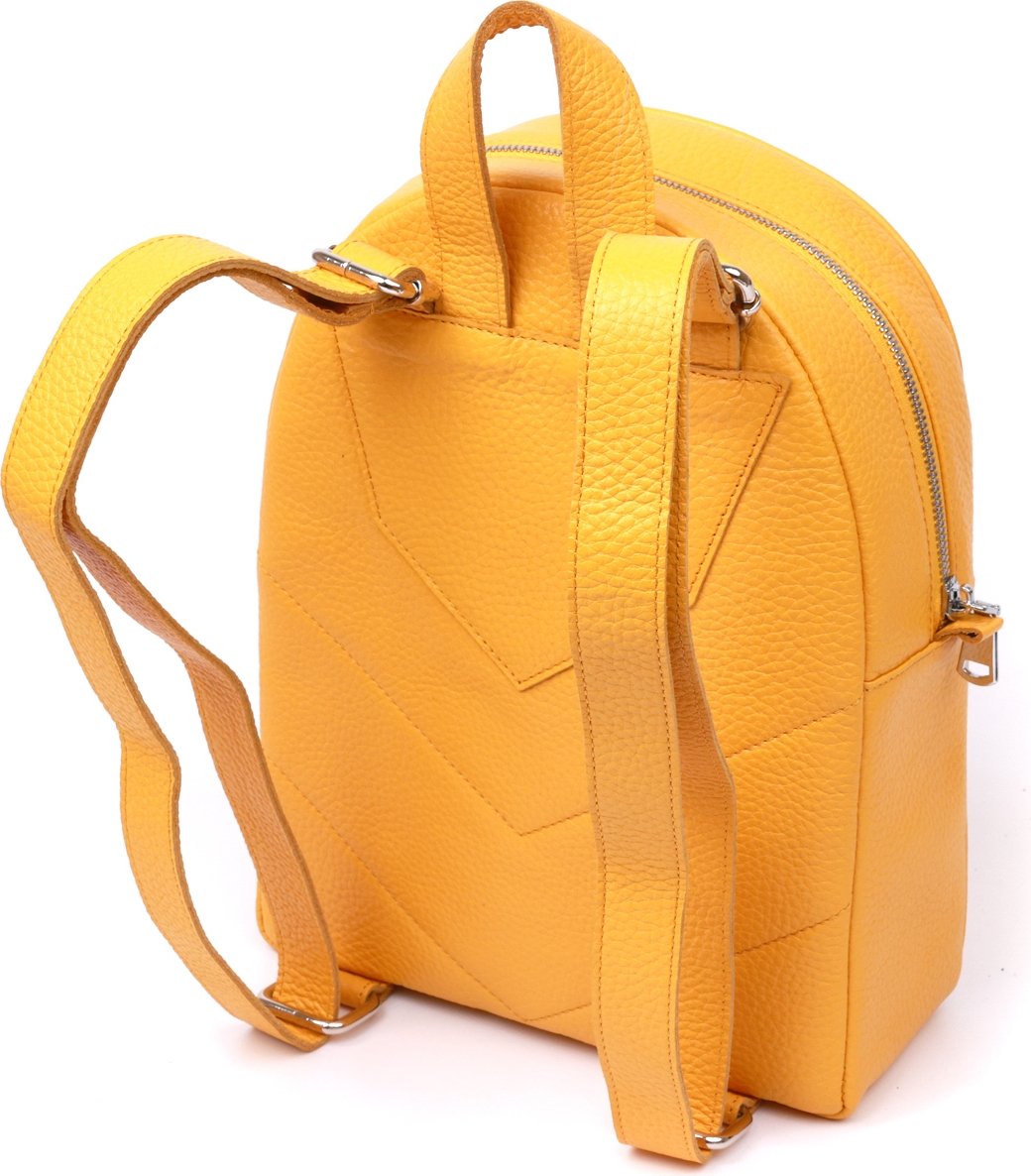 Яркий женский рюкзак желтого цвета из натуральной кожи Shvigel (16321)