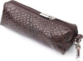 Коричневая ключница из натуральной кожи с тиснением под крокодила KARYA (2421218)