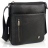 Стильна чоловіча сумка-планшет із чорної шкіри флотар на блискавці Royal Bag (21220) - 1