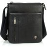 Стильна чоловіча сумка-планшет із чорної шкіри флотар на блискавці Royal Bag (21220) - 2