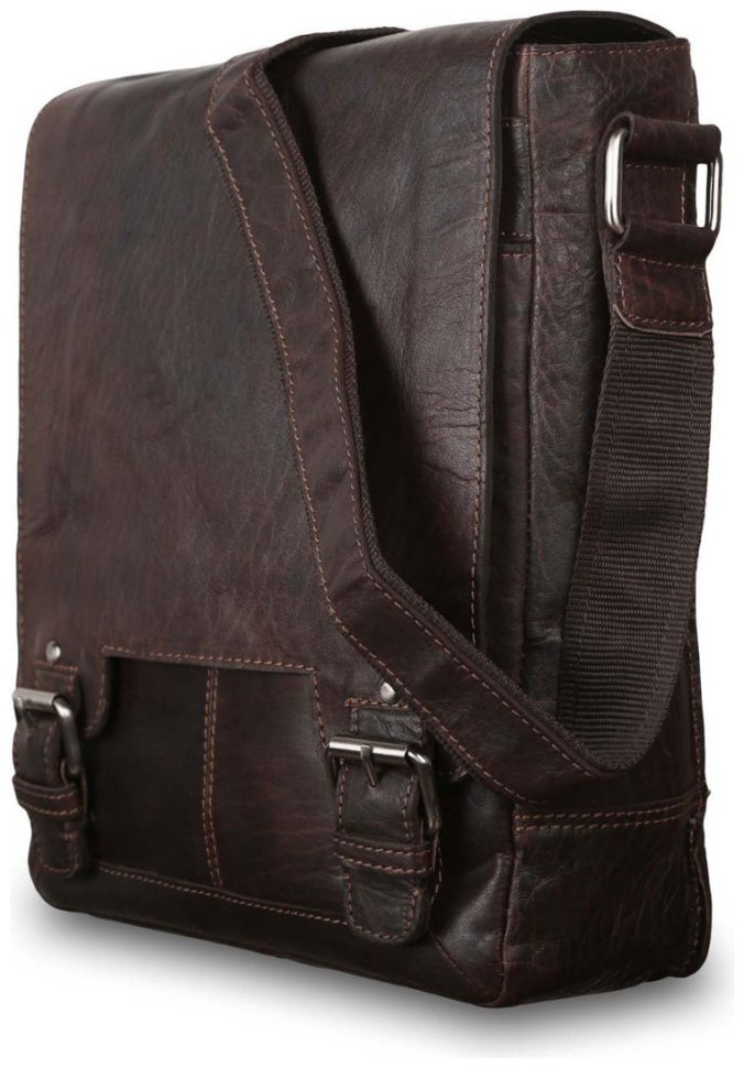 Кожаная мужская сумка планшет через плечо Ashwood коричневого цвета 95432 modnotak фото №3