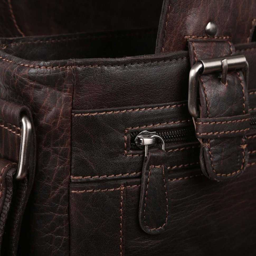 Кожаная мужская сумка планшет через плечо Ashwood коричневого цвета 95432 modnotak фото №5
