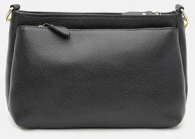 Жіноча сумка кросбоді з натуральної фактурної шкіри через плече Borsa Leather чорного кольору 95532