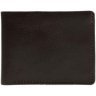 Тонкий чоловічий гаманець із гладкої шкіри коричневого кольору без монетниці Ricco Grande (65632) - 1
