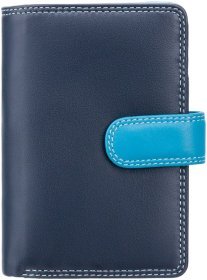 Синій жіночий гаманець з натуральної шкіри з хлястиком на кнопці та RFID захистом - Visconti 66332