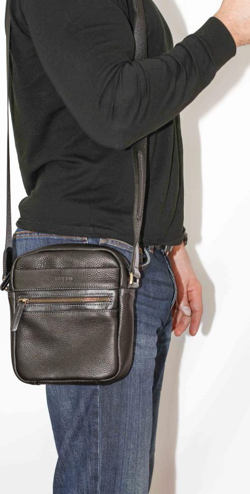 Стильна невелика чоловіча сумка через плече чорного кольору VATTO (12073)
