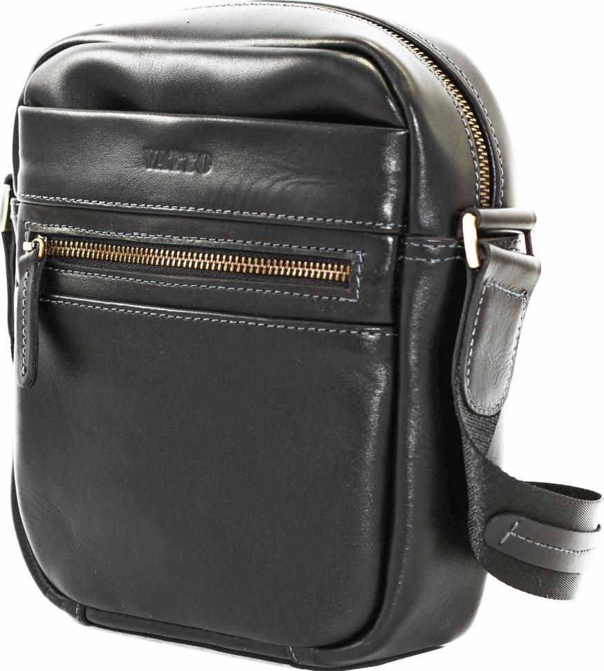 Стильная небольшая мужская сумка через плечо черного цвета VATTO (12073)
