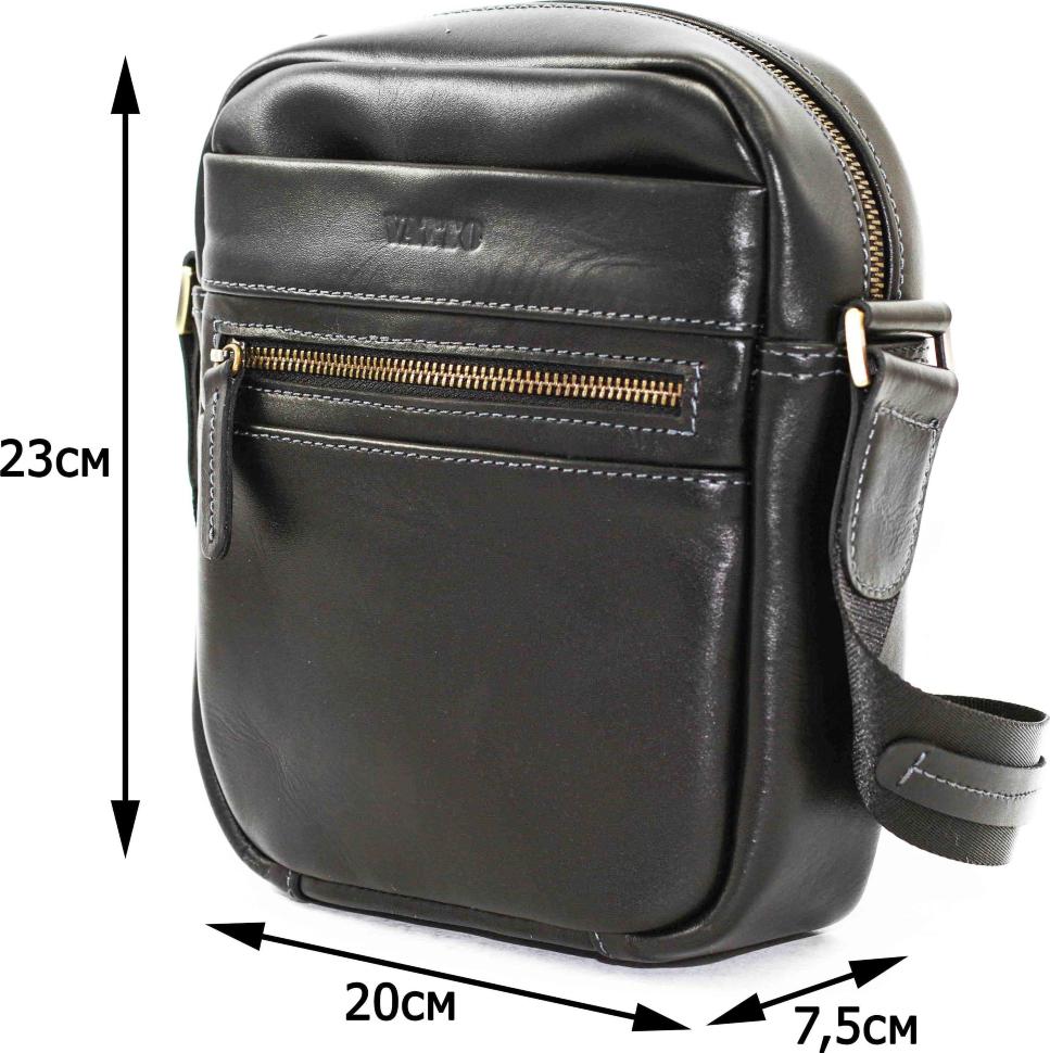 Стильна невелика чоловіча сумка через плече чорного кольору VATTO (12073)