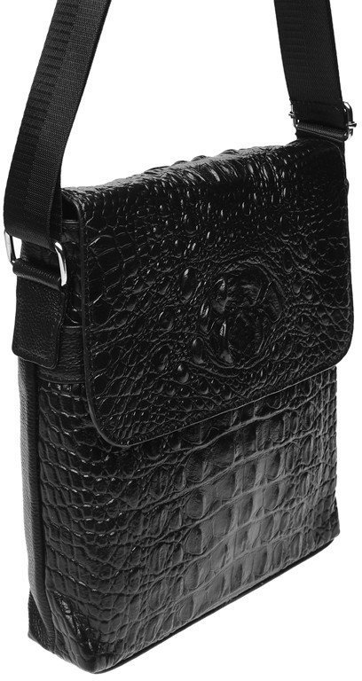 Оригинальная мужская сумка через плечо из фактурной кожи Keizer (19267)