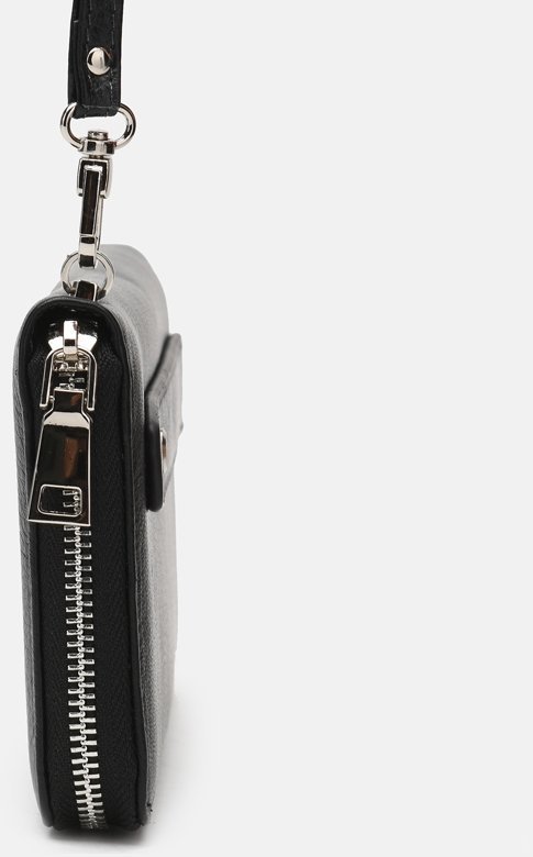 Мужской кожаный клатч черного цвета с кистевым ремешком Ricco Grande (56932)