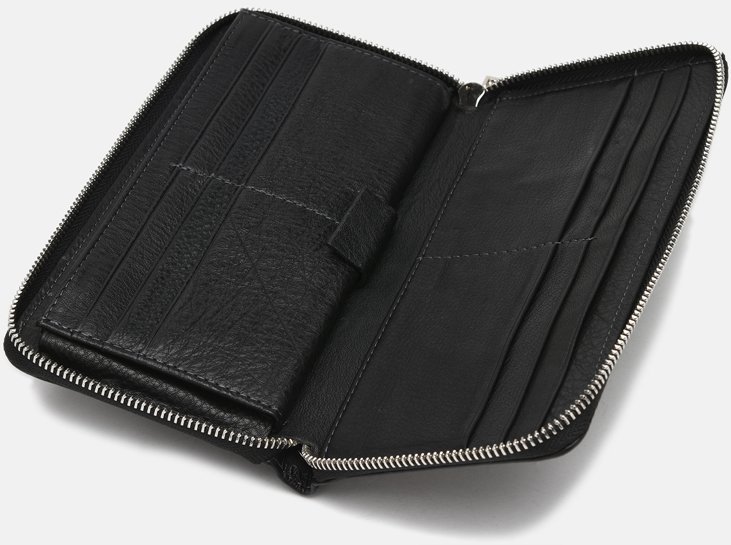 Мужской кожаный клатч черного цвета с кистевым ремешком Ricco Grande (56932)