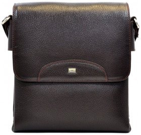 Мужская плечевая сумка из натуральной кожи с клапаном DESISAN 107132 коричневая