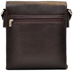 Мужская плечевая сумка из натуральной кожи с клапаном DESISAN 107132 коричневая