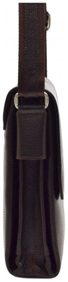 Мужская плечевая сумка из натуральной кожи с клапаном DESISAN 107132 коричневая modnotak фото №3